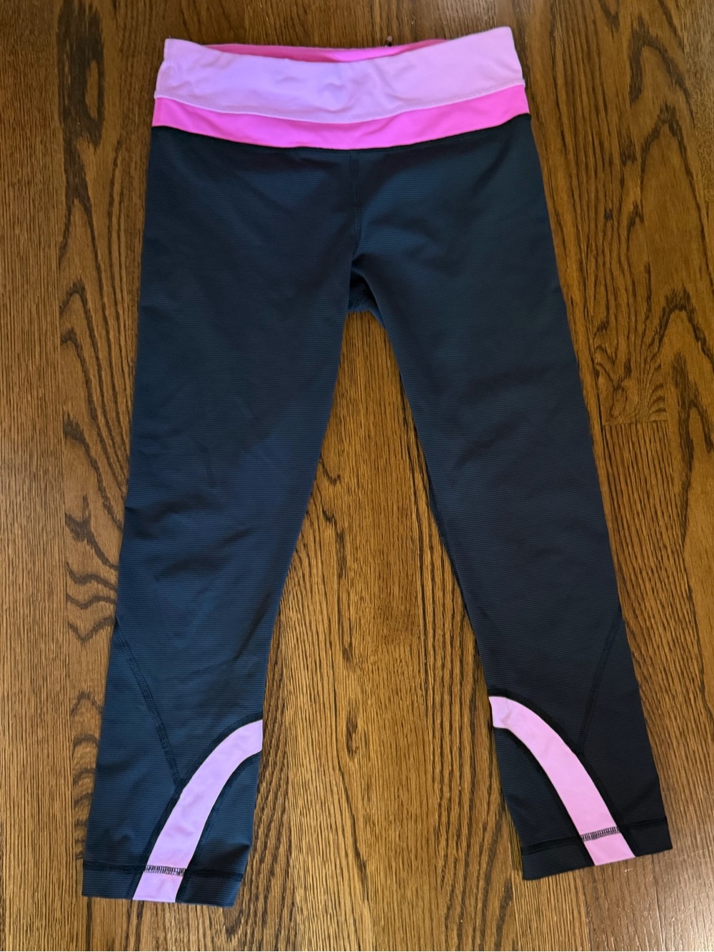 lululemon athletica Black Leggings with Pink Waistband and Hem Accents